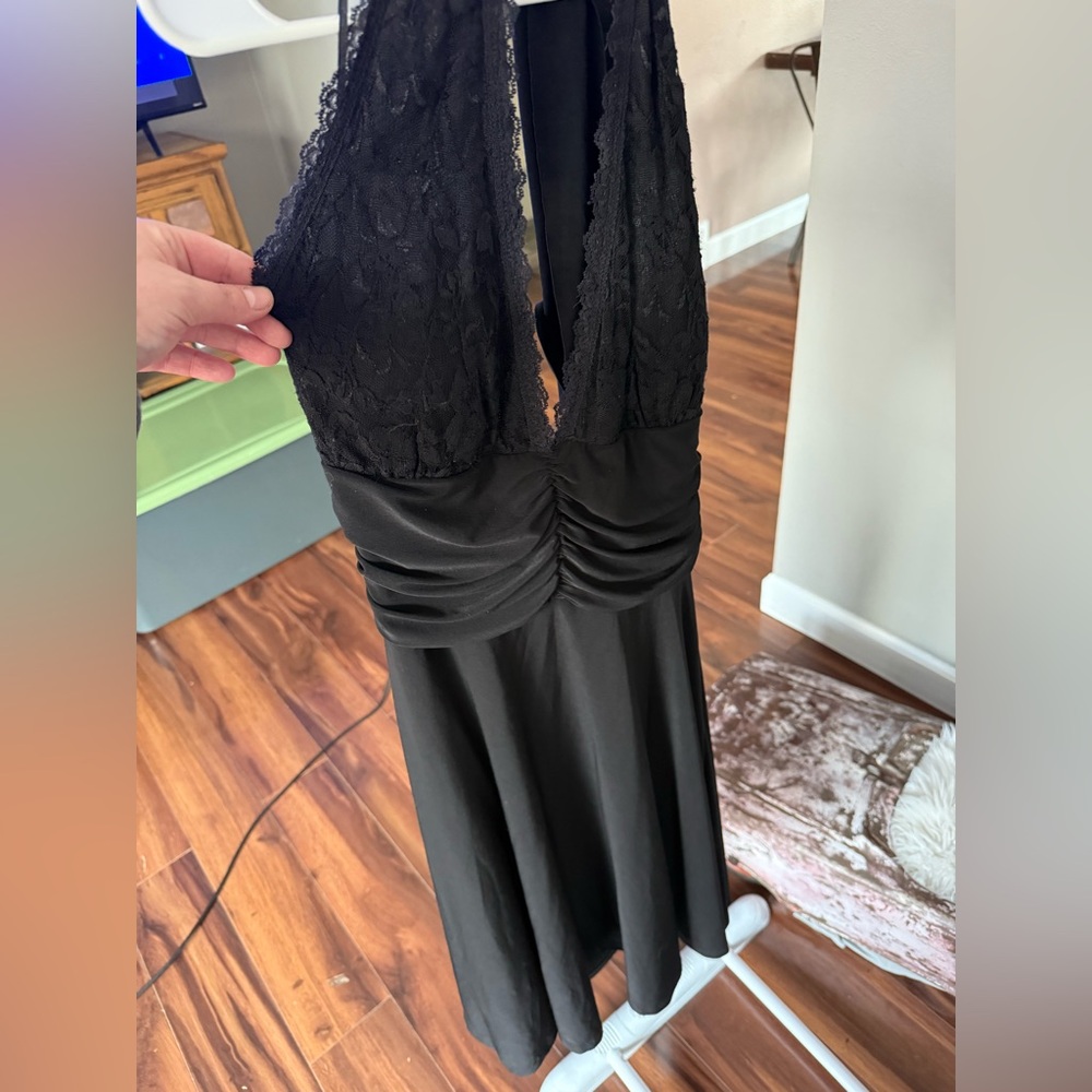 Black Lace Halter Dress
